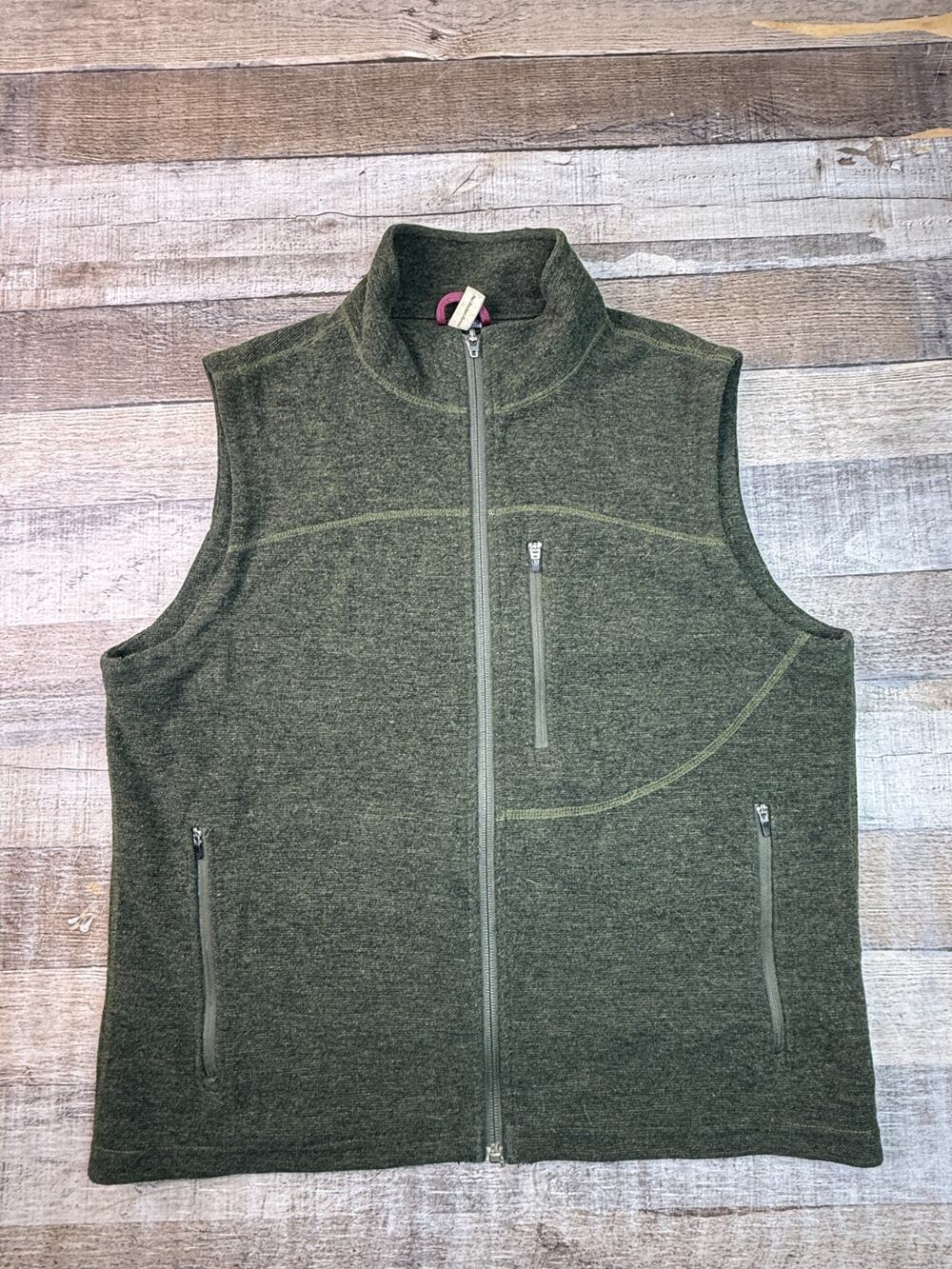 Ibex Merino Wool Full Zip Vest Mens M Green Outdoor Zipper Pockets Travel Hiking - Picture 1 of 8